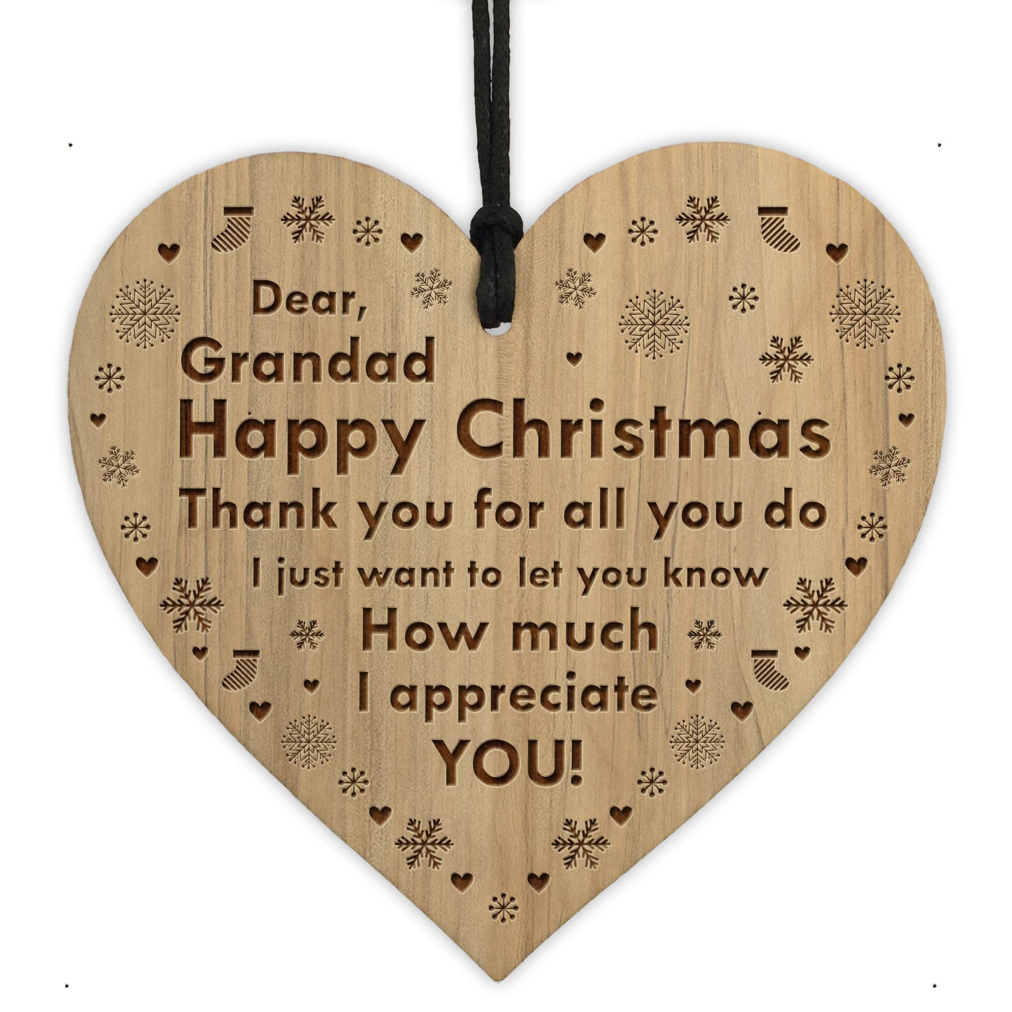 Red Ocean Grandad Christmas Gifts Engraved Heart Thank You Gift From Grandchilren Keepsake