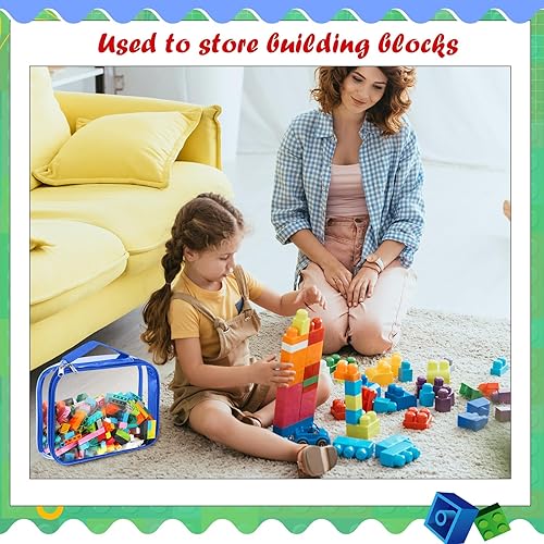 Miniatura 4 de Sanwuta Paquete de 3 bolsas de almacenamiento de juguetes con cremallera, de PVC transparente, impermeables, organizadoras, bolsas de juguetes para