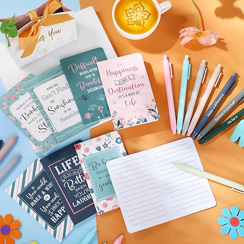 Miniatura 3 de Funrous 32 bolígrafos con cita motivacional, bloc de notas inspiradoras, mini diario con bolígrafo, cuadernos pequeños, juego de regalo para