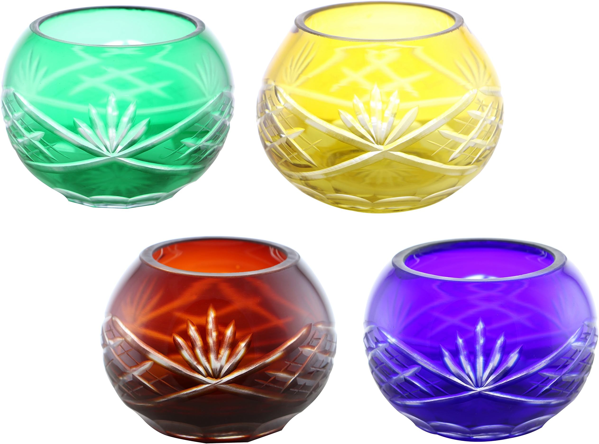 Candle Votive Vase Holder Crystal Mix Multi Color 4 Piece Gift Set