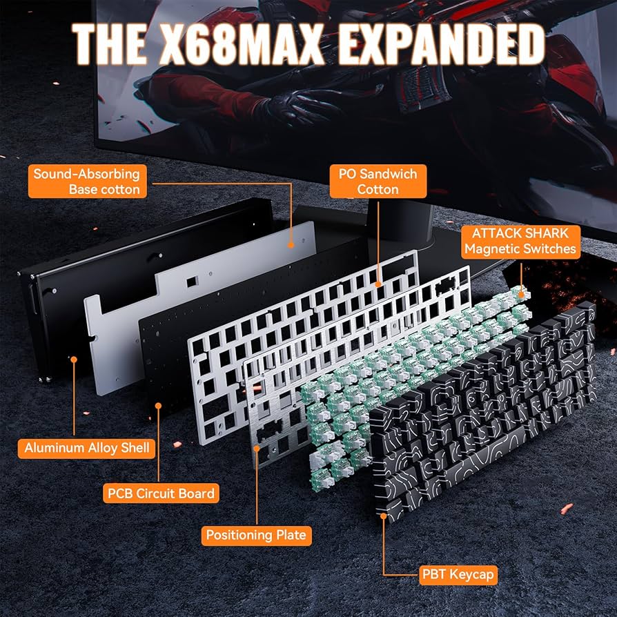 Amazon.com: ATTACK SHARK X68MAX HE Wired Rapid Trigger