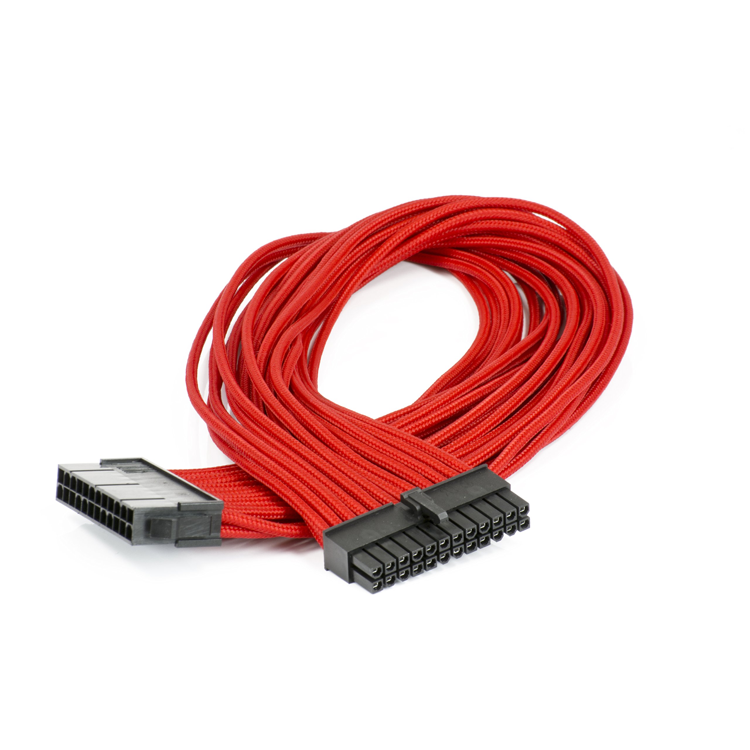Phanteks 24 Pin M/B Premium Sleeved Extension Cable 19.68" Length, Red(PH-CB24P_RD)