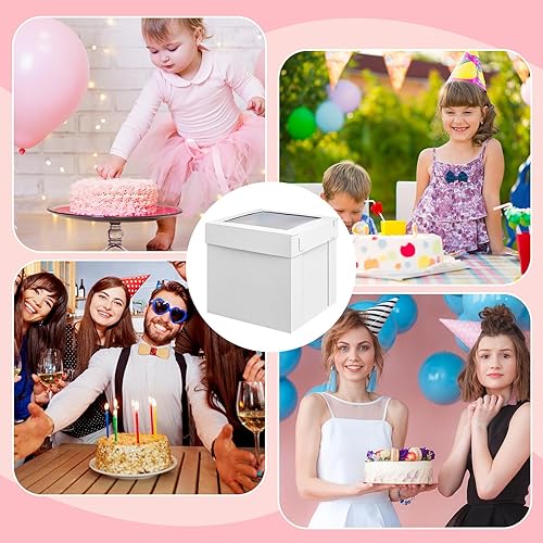 Miniatura 5 de Fulmoon Paquete de 12 cajas de pastel de 12 x 12 x 12 pulgadas de alto para tartas de nivel con ventana y paquete de 12 tableros para tartas, cajas