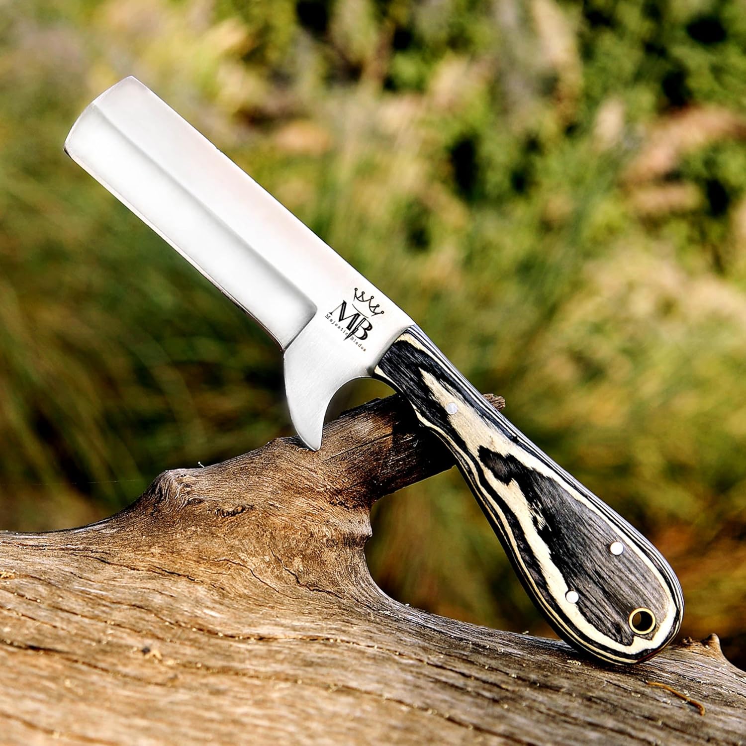 Handmade D2 Steel Bull Cutter knife Full Tang Fixed Blade Hunting Knive with sheath and Pakkawood for skinning camping and outdoor Gifts for men