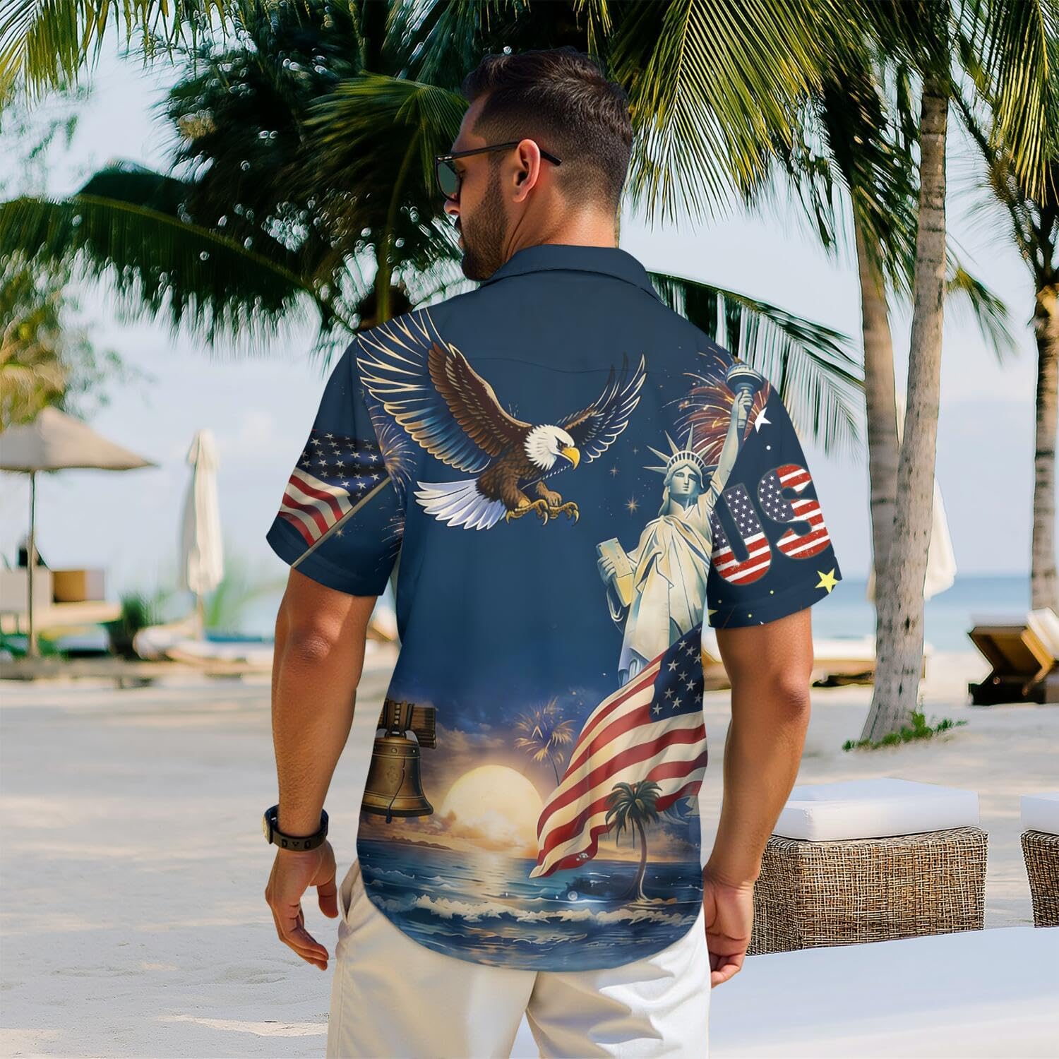 250Th Anniversary USA Hawaiian Shirt for Men, 1776-2026 Patriotic Short Sleeve Shirt, Independence Day Gifts