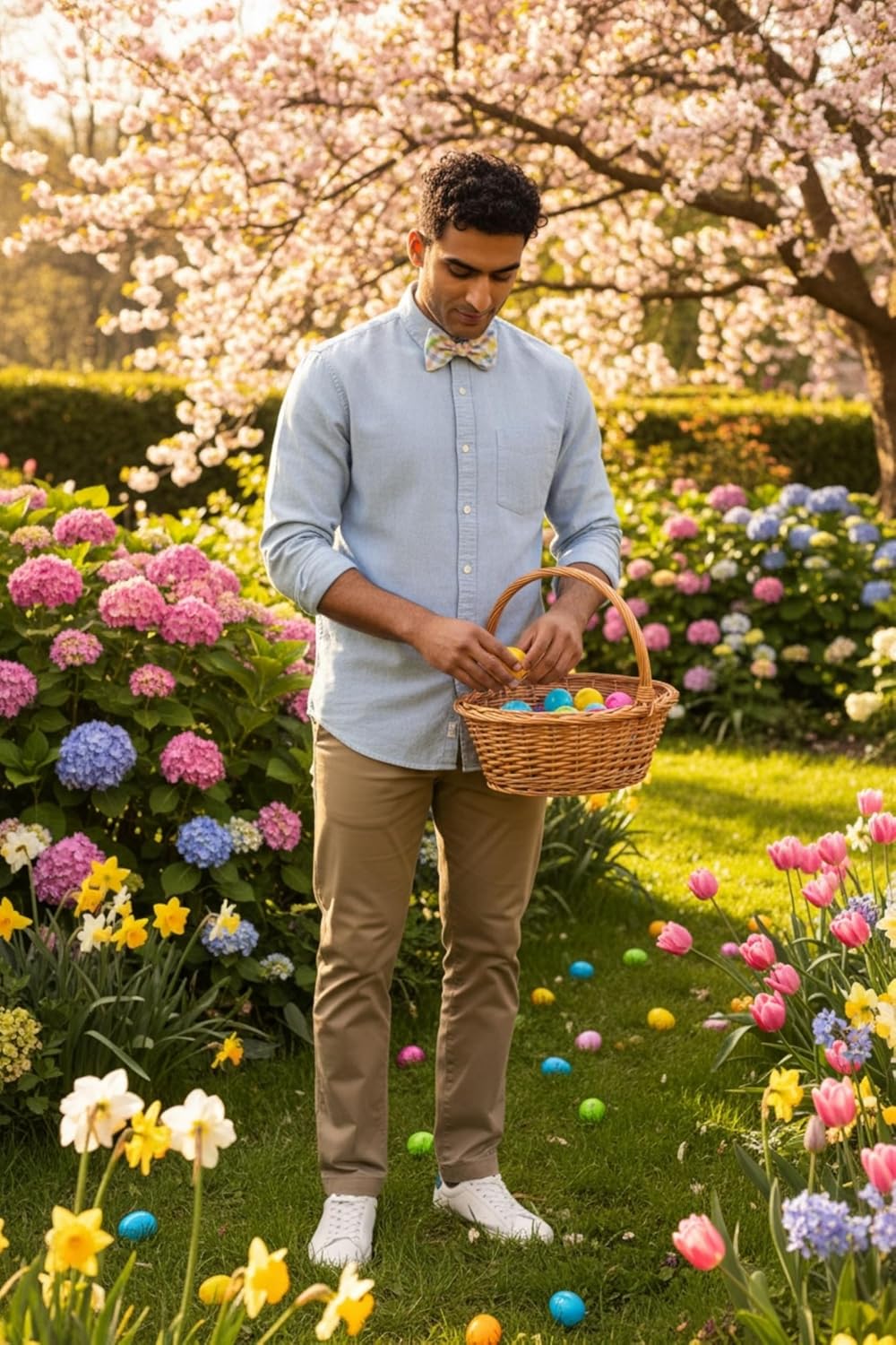 Mens Pretied Bow Tie Easter Pastels Plaids and Eggs Spring Weddings