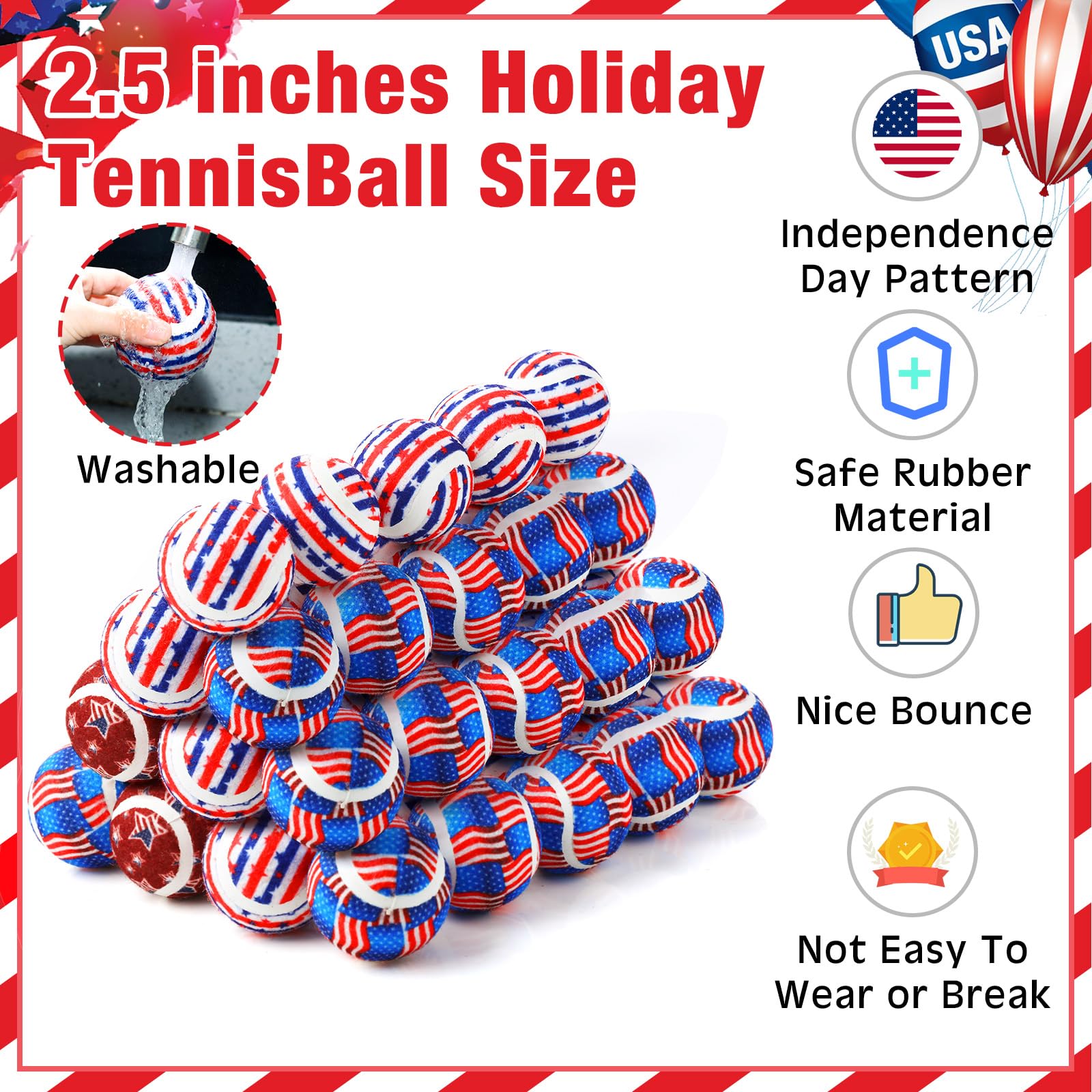 Libima 36 pelotas de tenis para perros de 2.5 pulgadas, pelota de juguete para perros pequeños, medianos y grandes, juguetes duraderos para masticar para perros agresivos, entrenamiento de ejercicio,