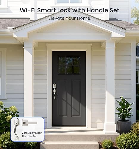 Miniatura 8 de Veise VE017G-H - Juego de cerradura inteligente de huellas dactilares para puerta delantera, control remoto, cerrojo de entrada sin llave con asa,