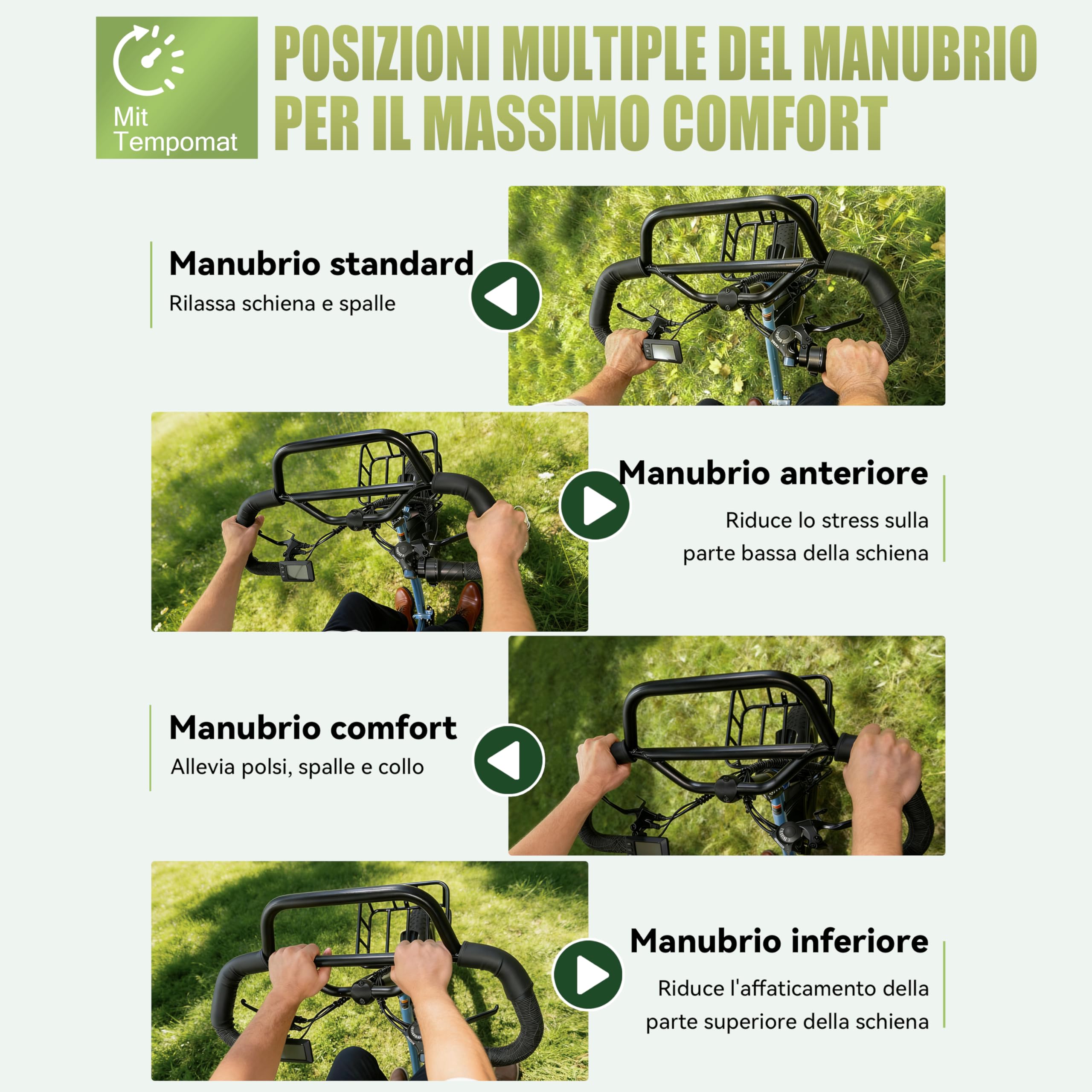 ESKUTE Triciclo Elettrico per Adulti T302 Pro, Fat Bike Elettrica 20×4.0 Pieghevole con Batteria Rimovibile 48V 20,8Ah, eBike a Tre Ruote con Motore 65Nm, Cambio 7 Velocità, Autonomia fino a 130 km