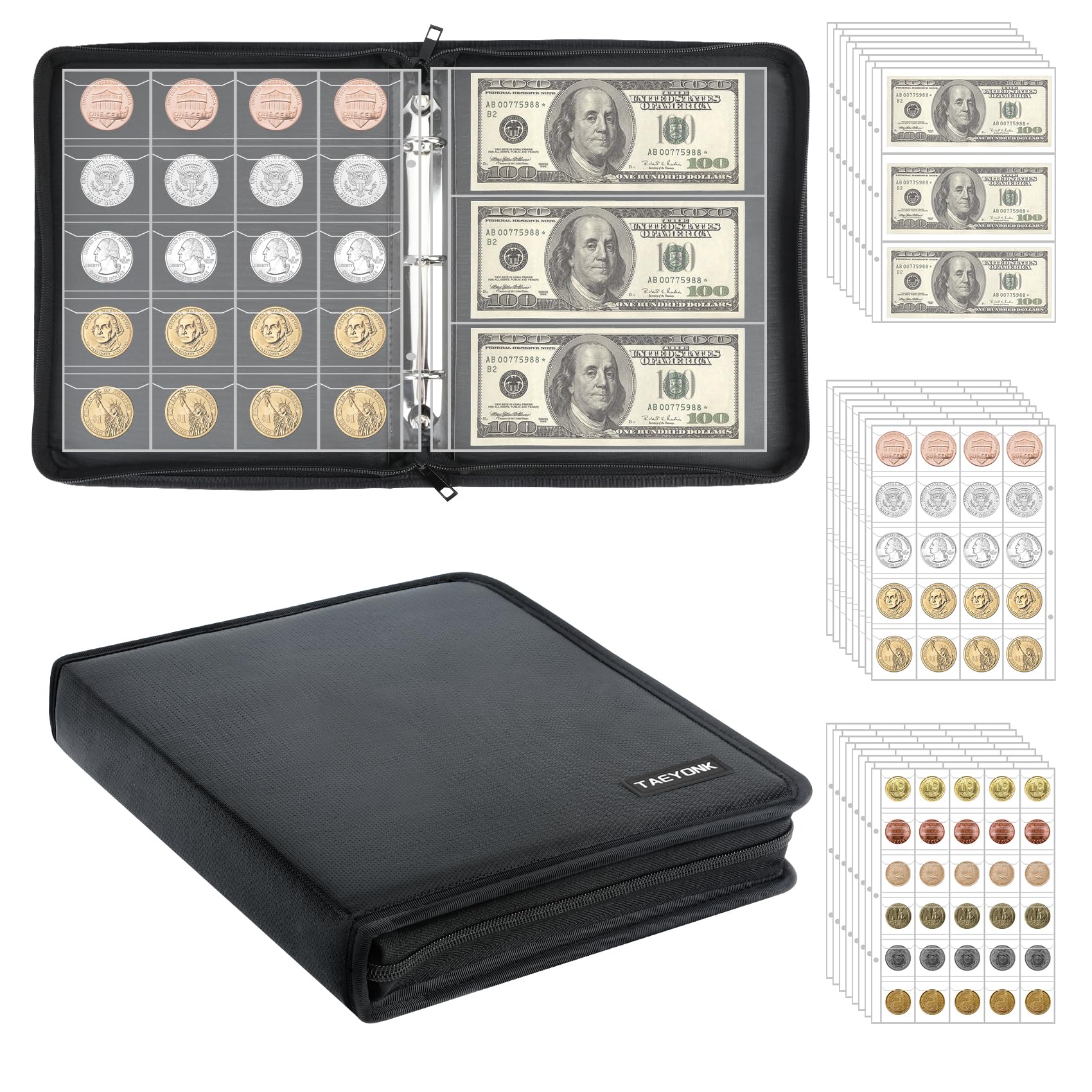 TAEYONK 520-Pocket Fireproof Coin Collection Book