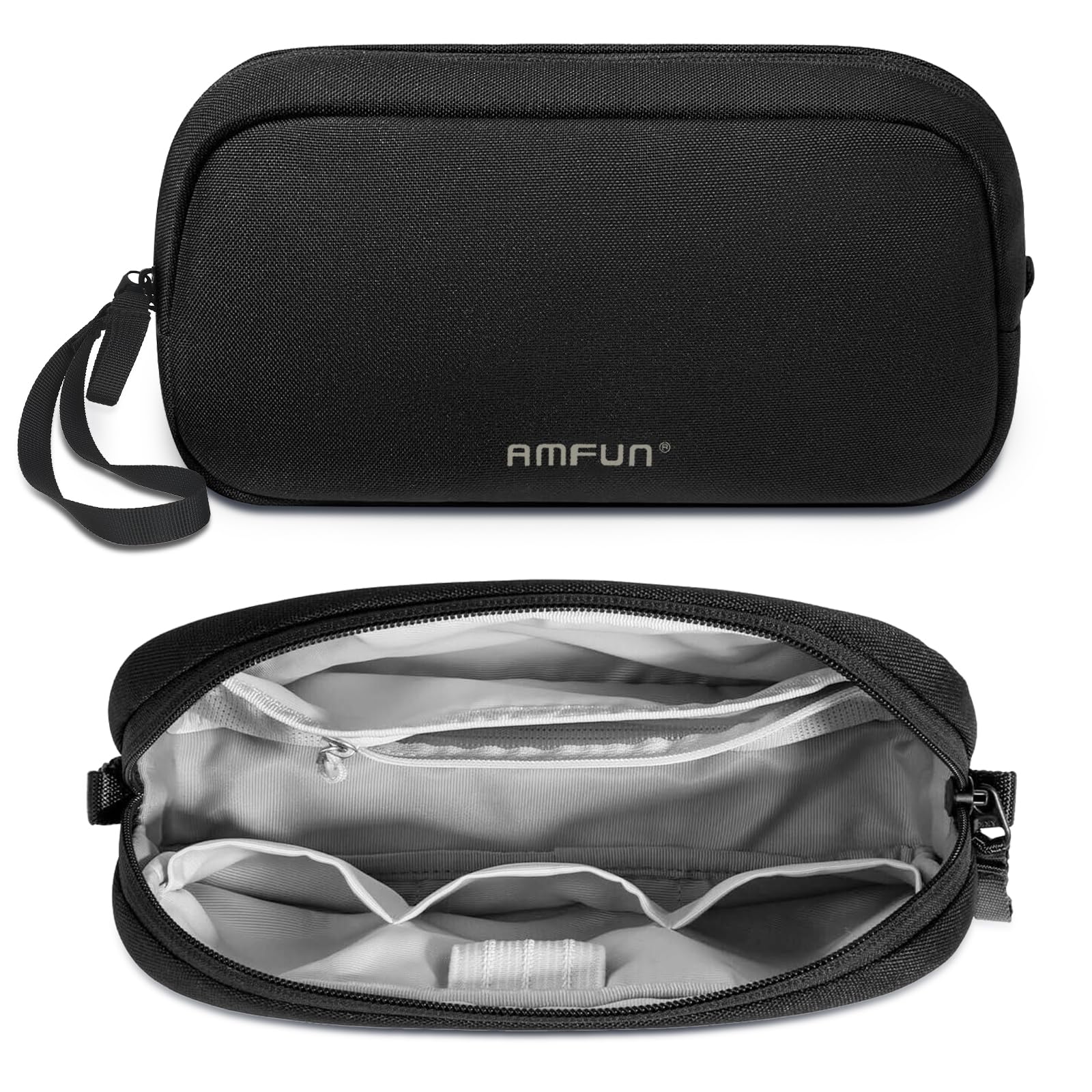 AMFUN Electronics Organizer Travel Case Bag, Portable Tech Pouch Accessories Carry Storage, Water Resistant Travel Bag Cable Organizer for Phone, Cables, Power Bank, USB Flash Drive, Daily Items