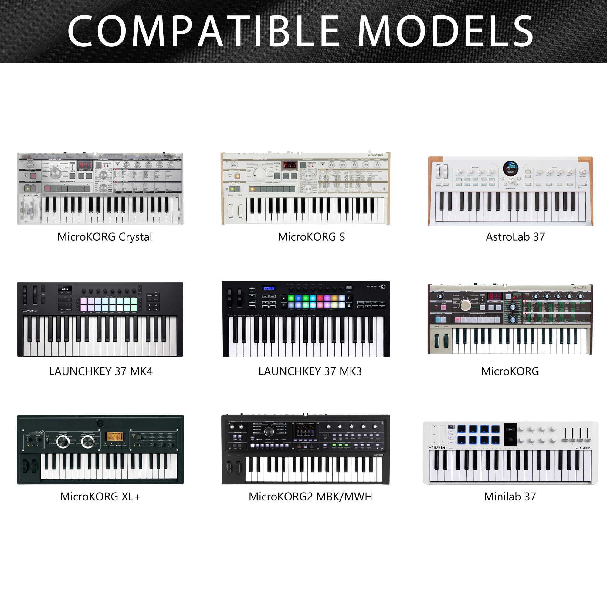 Musiin Copertura antipolvere per tastiera pianoforte a 37 tasti, compatibile con Novation Launchkey 37 MK3, Launchkey 37 MK4, Luxury Chinlon anti-polvere e antigraffio, liscio al tatto e vestibilità