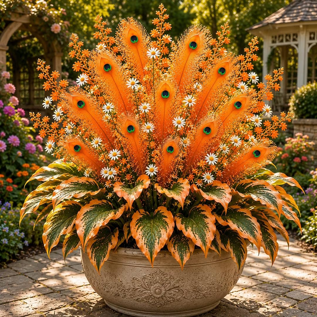 Peacock Flame Hosta, Hardy Low-Maintenance Perennial, Stunning for Woodland Garden Display-3 Bulbs-C