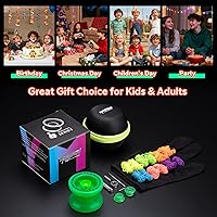 Vista 7 de MAGICYOYO YoYo K1 Plus responsivo que brilla en la oscuridad en verde para niños principiantes, YoYo de plástico ABS con guante, bolsa