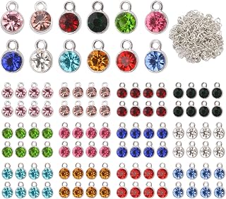 Crystal Birthstone Charms Beads, Round Crystal Charms for Jewellery Making Crystal Charms for Earring Making Bracelet Necklace Jewelry Making, 12 Colors, 96Pcs, Plastic