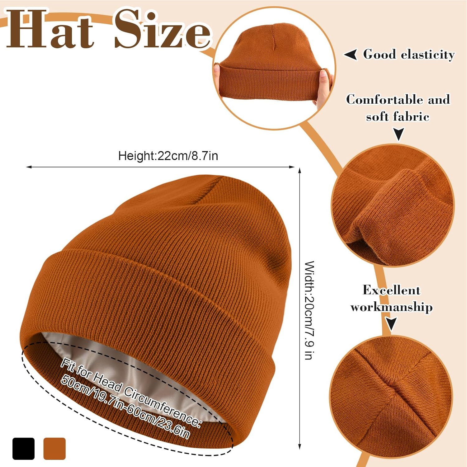 4 Pcs Winter Knit Beanie Hat and Touchscreen Gloves Set for Women Men Warm Acrylic Cap and Gloves Set - Image 2