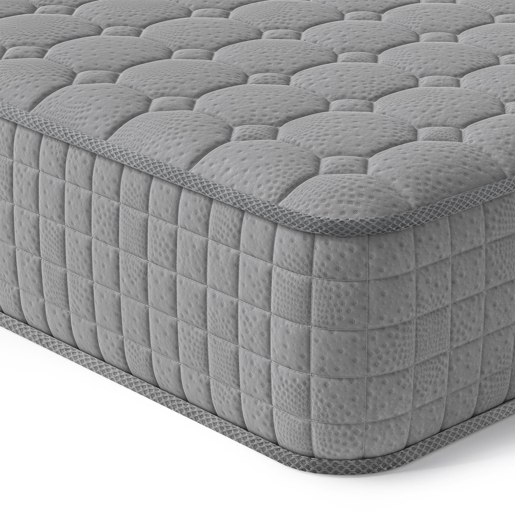 Vesgantti Hybridmatratze 100x200, H3 7-Zonen Druckentlastung Orthopädische Matratze, Taschenfederkernmatratze Oeko-TEX Zertifiziert, atmungsaktiv (24 cm Tight Top, grau)‌