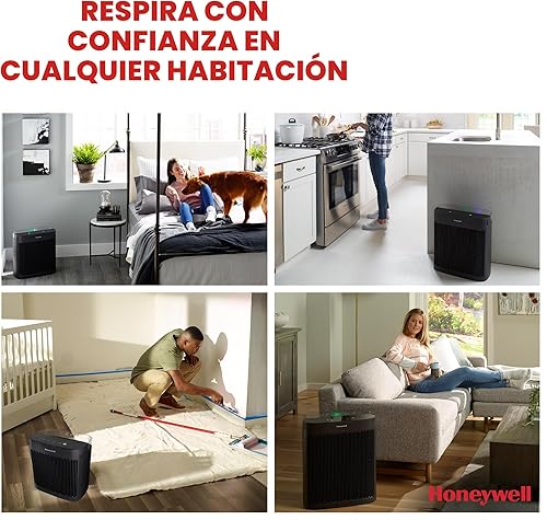 Miniatura 7 de Honeywell Purificador de aire HEPA para el hogar, habitaciones grandes de hasta 1700 pies cuadrados en 1 hora, indicador de calidad del aire, modo