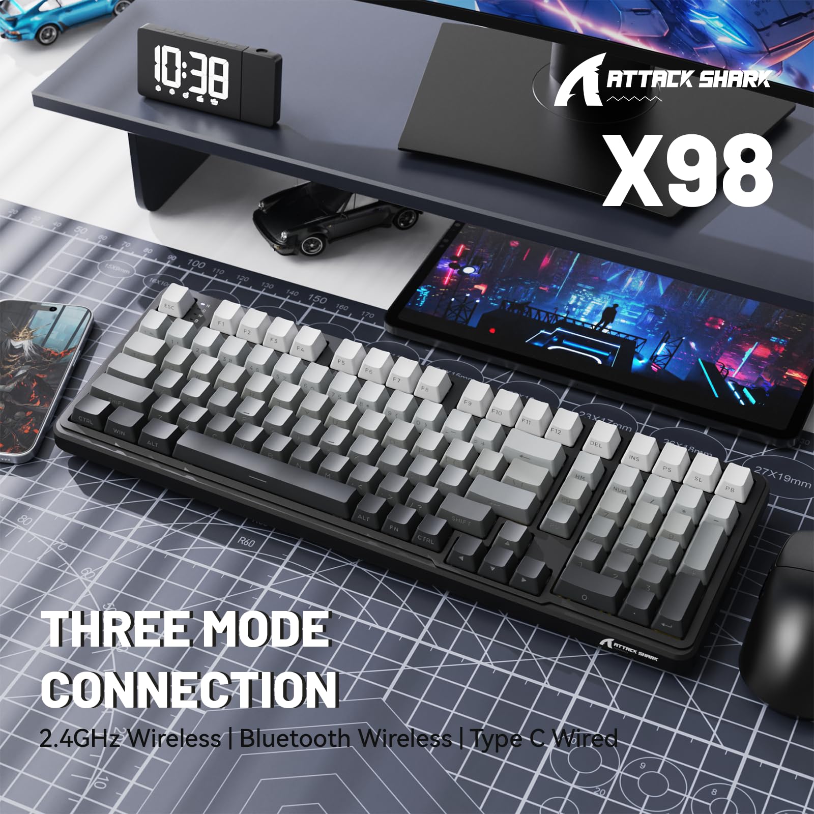 Amazon.com: ATTACK SHARK X98 Wireless Mechanical Keyboard with
