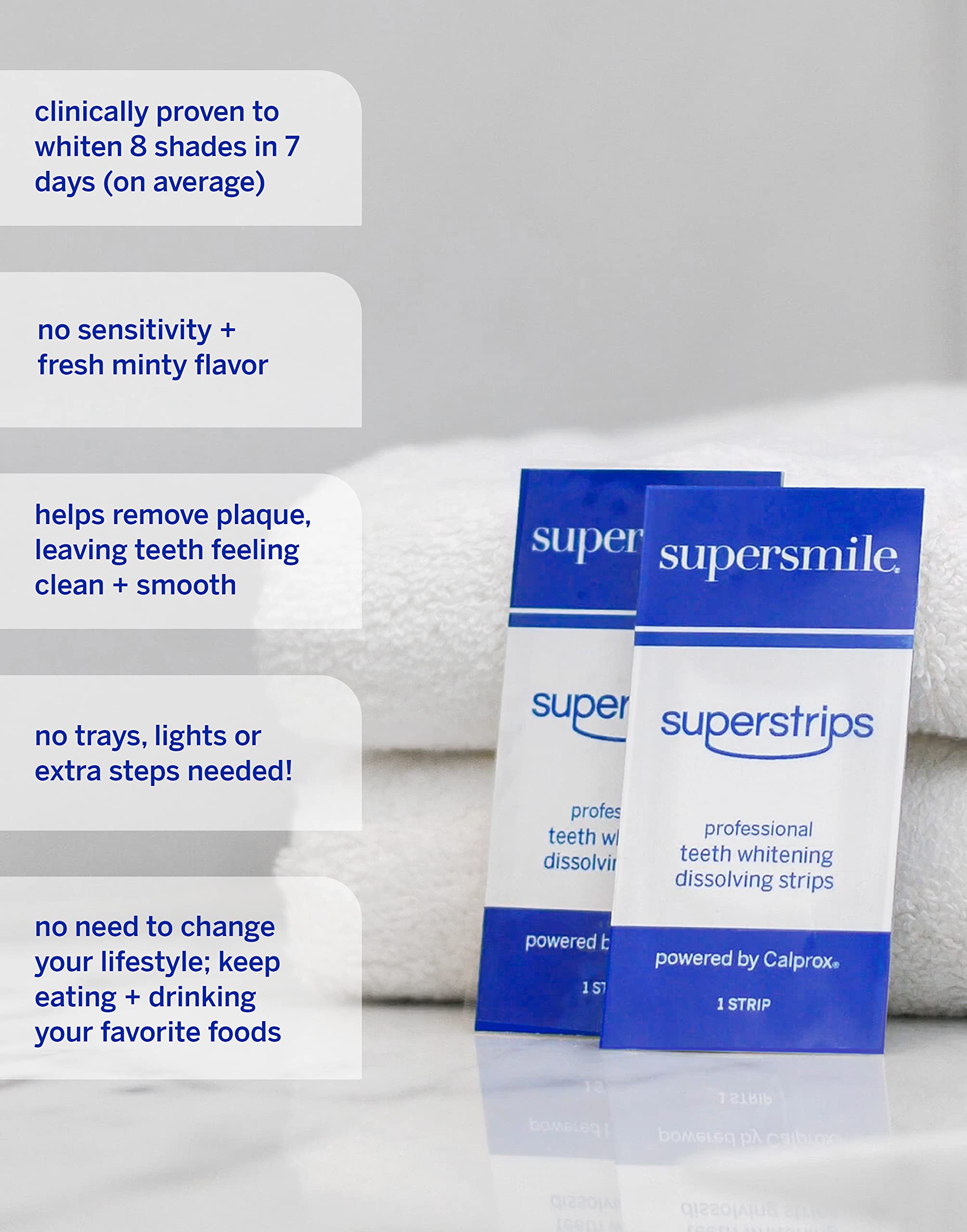 Supersmile Dissolving Superstrips - Professional Teeth Whitening Strips - Enamel Safe Teeth Whitener For Sensitive Teeth