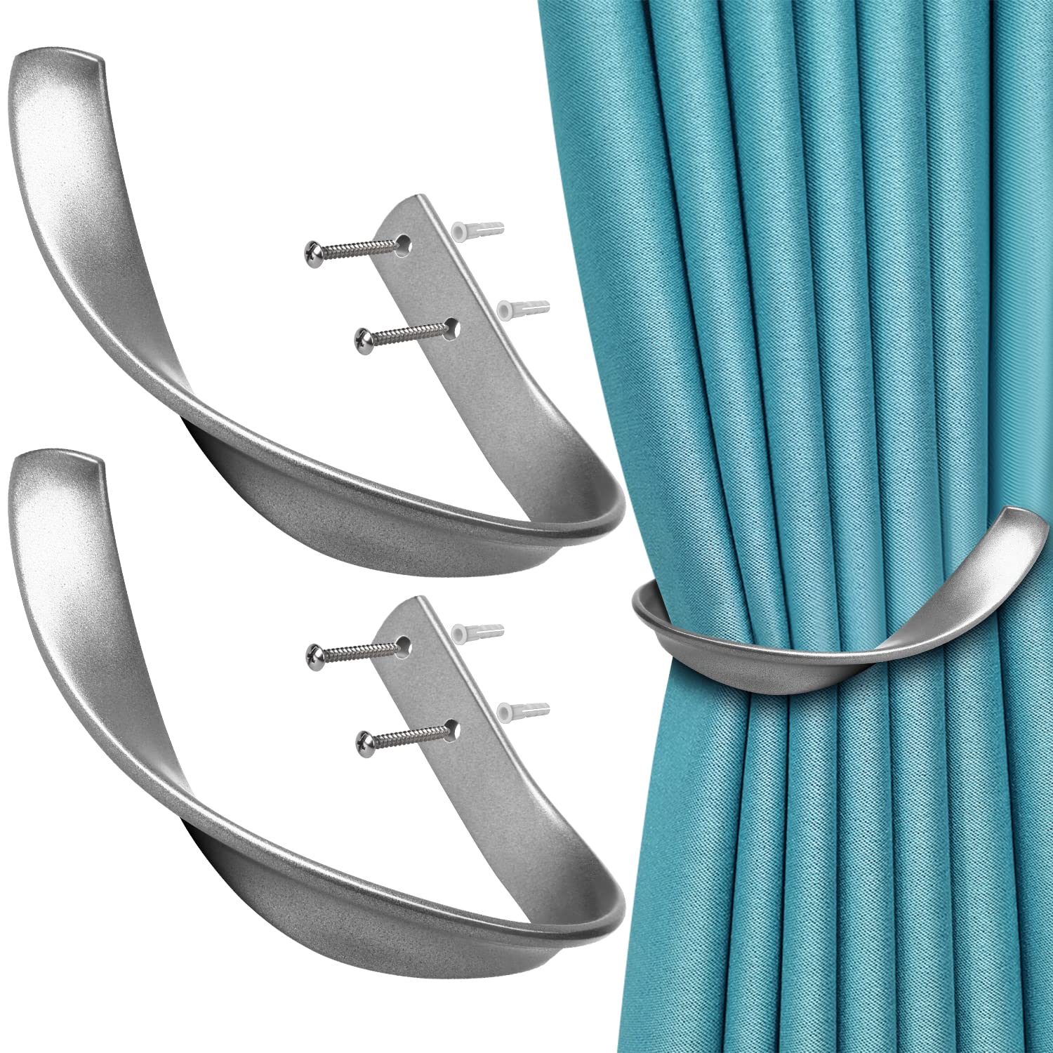 VIIVY VIYIV Curtain Holdbacks Hooks Holders for Drapes Wall Mounted, Decorative Aluminum Alloy Curtain Tiebacks Drapery Holdbacks with Screws for