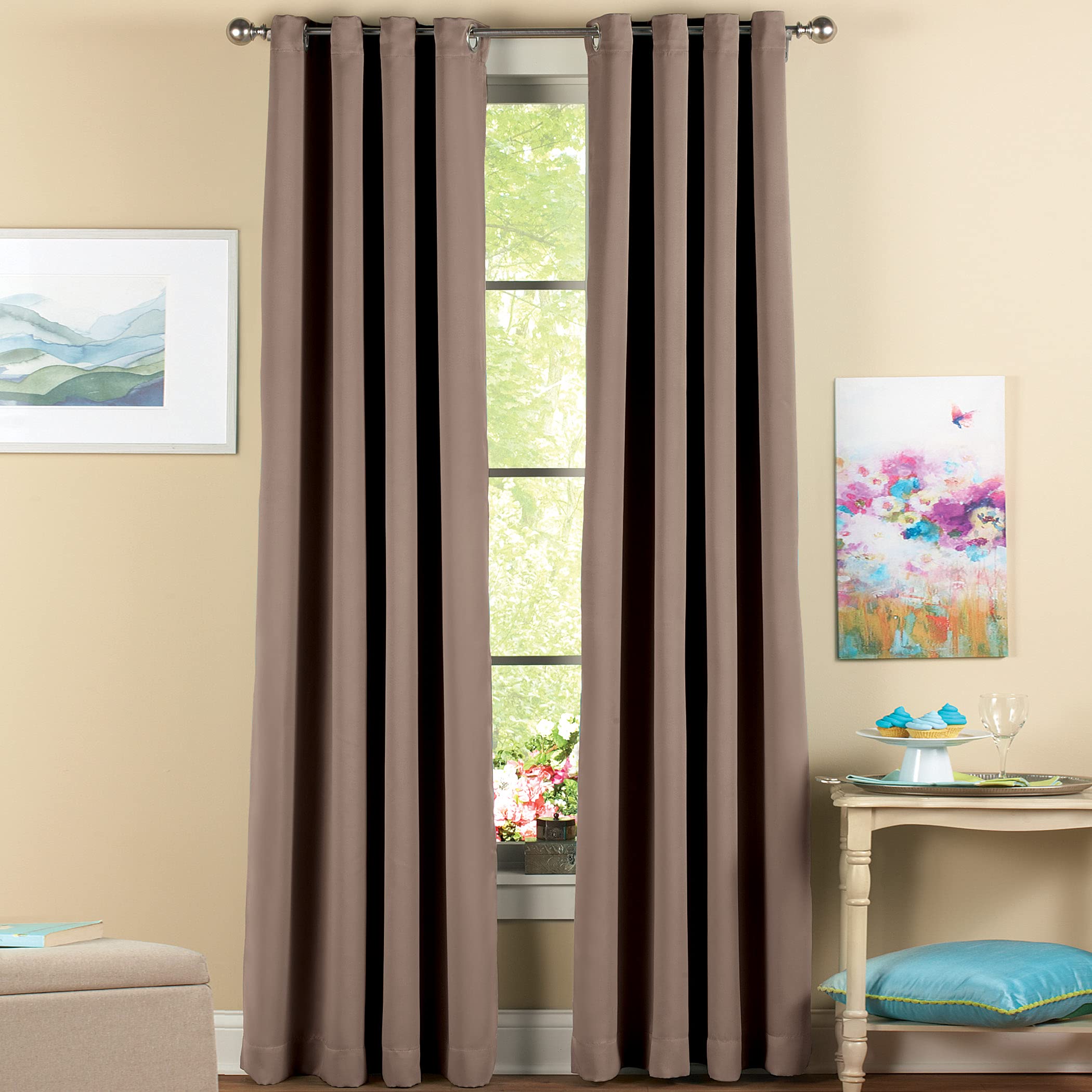 Collections Etc Blackout Thermal Curtain Panel - 53x63 Inch Room Darkening Grommet Top (Burgundy)