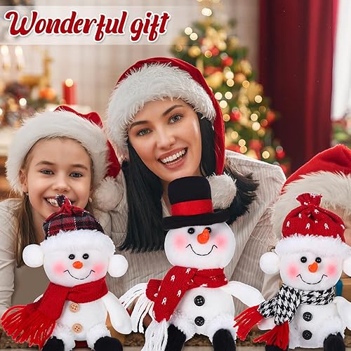 Miniatura 5 de Threan Juguete de peluche navideño de 3 piezas, muñeco de nieve de Papá Noel, reno, muñeco de nieve, Claus, juguete de peluche de Navidad, juego de