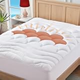 King Mattress Pad for Back & Hip Pain Relief, Pillow Top Cooling Bed Topper Quilted Fitted, Hotel Quality Deep Pocket Soft King Mattress Protector Cover Washable (78x80 inch, White)
