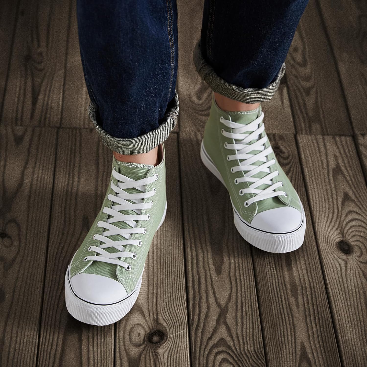 ZGR Men's High Top Canvas Sneakers Lace Up Classic Casual Walking Shoes - Image 2