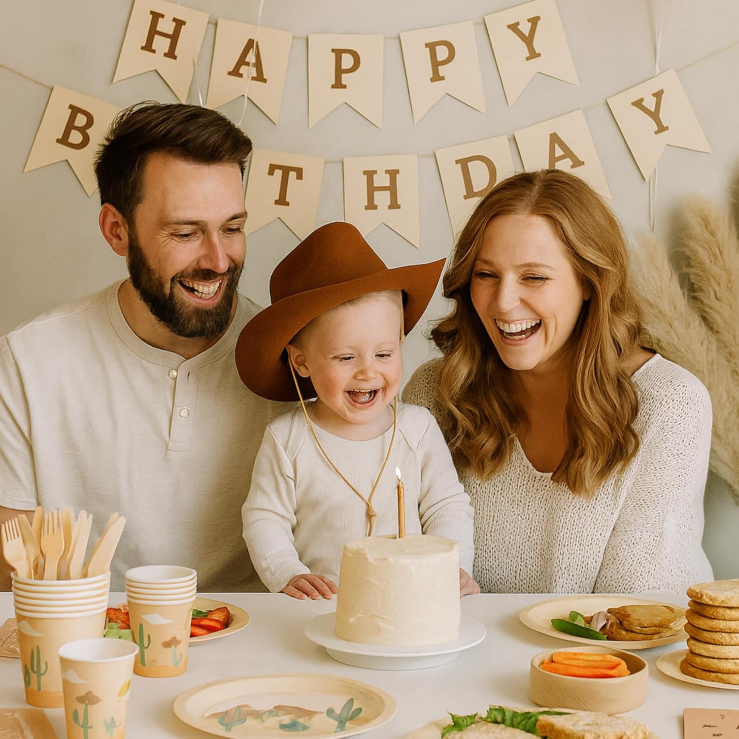 Western Party Decorations Toddler Cowboy Hat and Bandana Set 140 PCS Western Decor Themed Disposable Tableware Cowboy Party Favors Wild West First Rodeo Birthday Halloween Gifts - Image 8