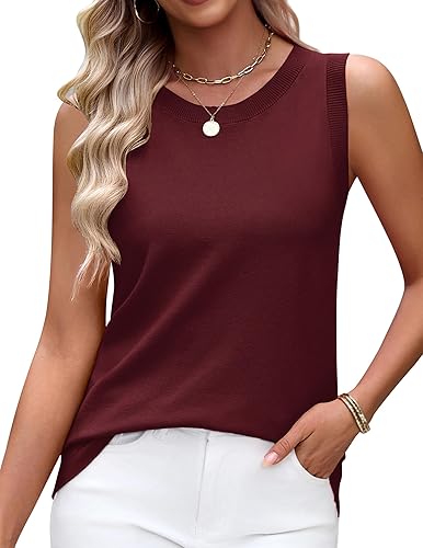 Zeagoo Women's Sleeveless Sweater Vest 2026 Summer Crew Neck Ribbed