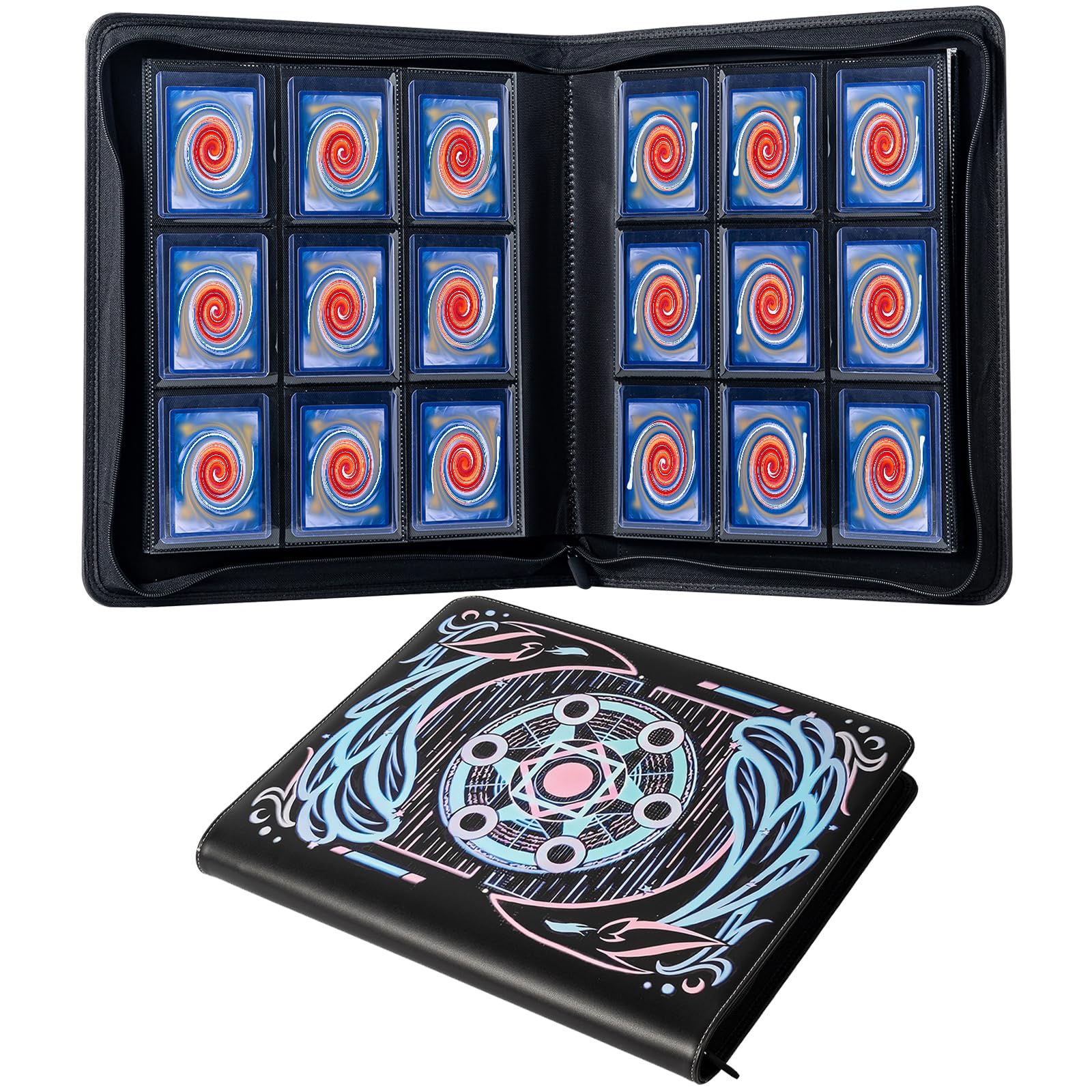 Jravkfi Toploader Binder, Holds 252 Toploaders, 9-Pocket Top Loader Binder Album Ringless Double-Sided Pockets for 3" x 4" Rigid Trading Cards Holders or Sports Cards