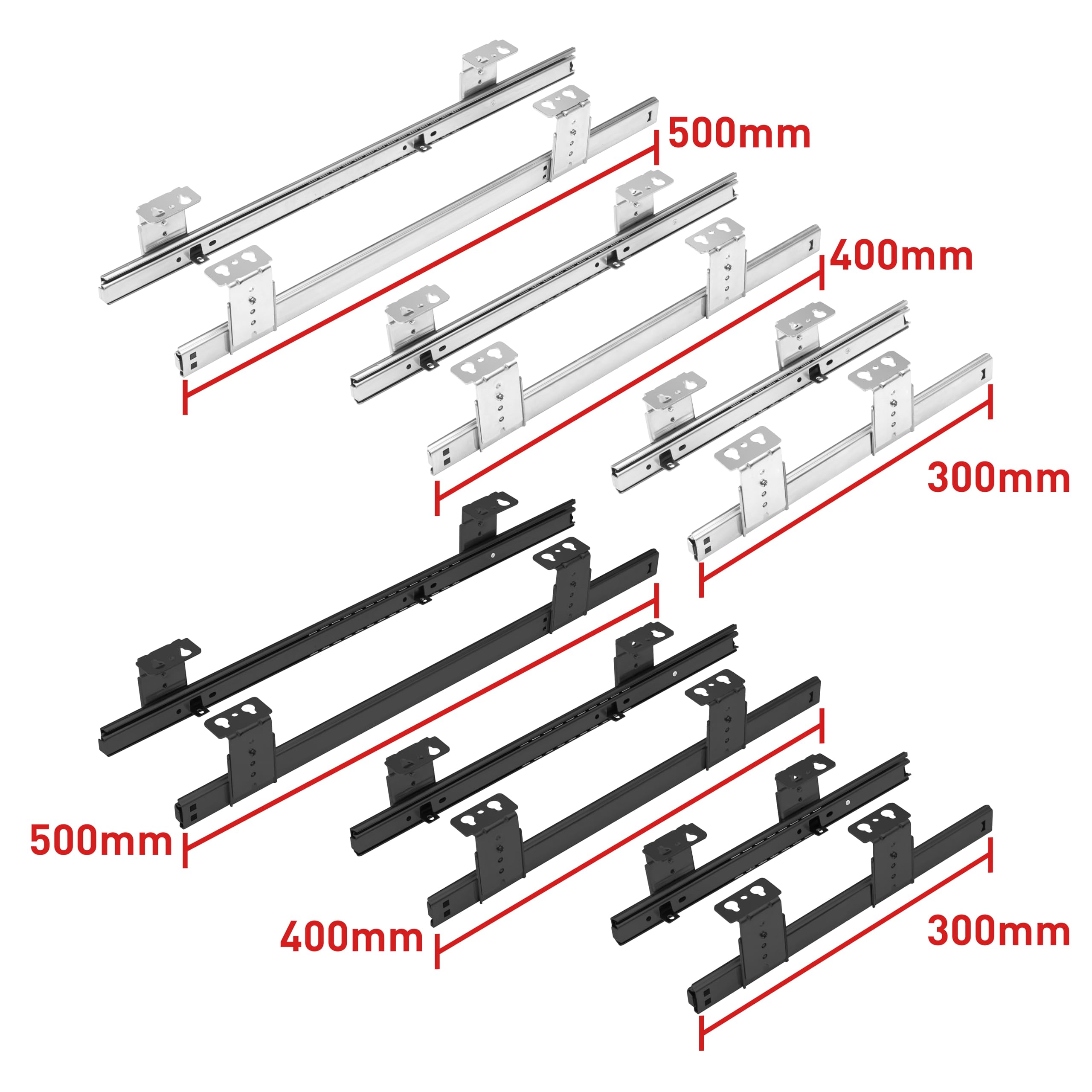 FIX&EASY Tastaturauszug Up&Down, Tastaturablage 800X300mm schwarz matt Dekor, Auszugschienen mit Einrastfunktion höhenverstellbar schwarz 300mm, Set Ablage und Auszug mit Verriegelung f. Tastatur Maus