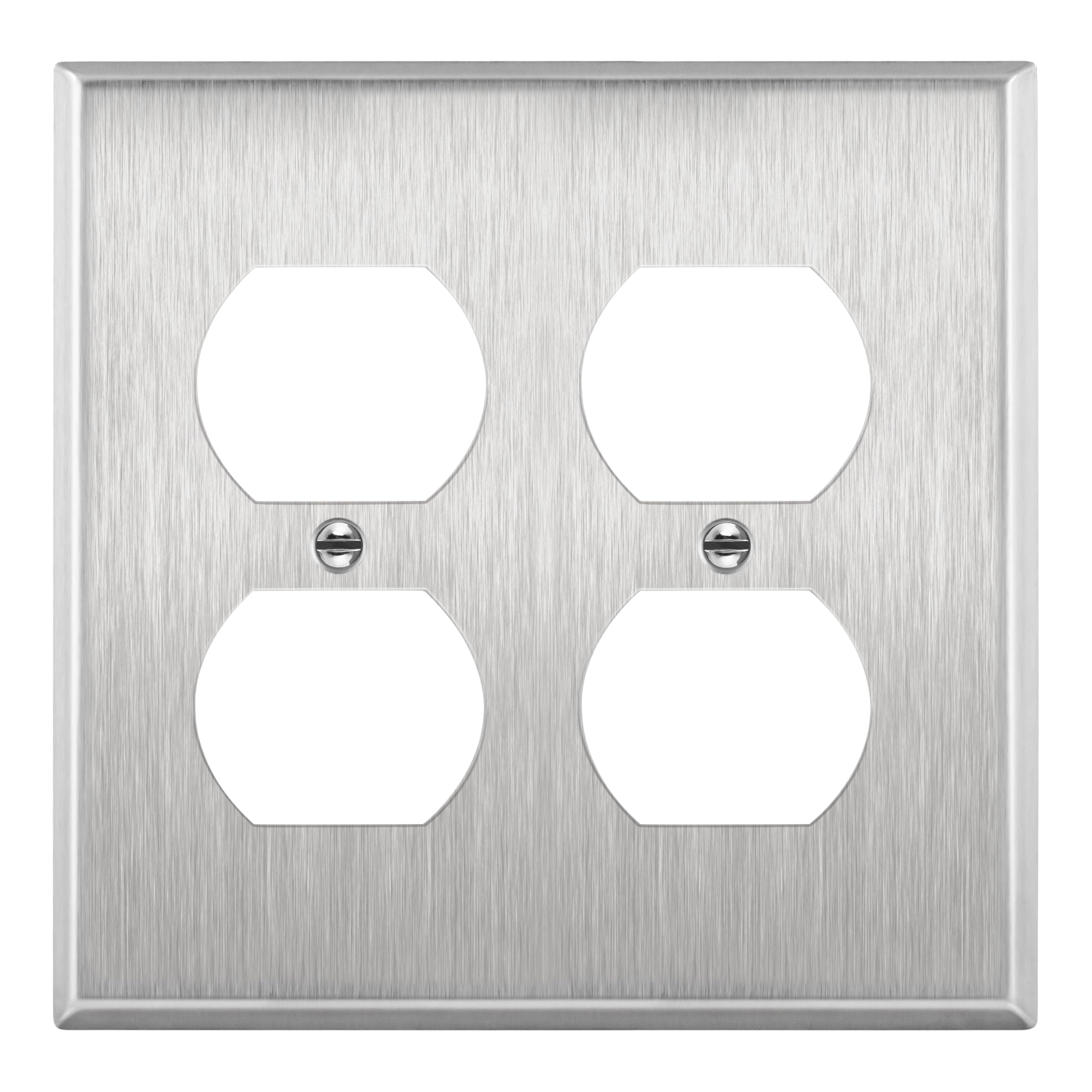 Enerlites 7722 2-Gang Duplex Receptacle Stainless Steel Wall Plate, Standard Size, Silver, Standard/Regular - Image 4