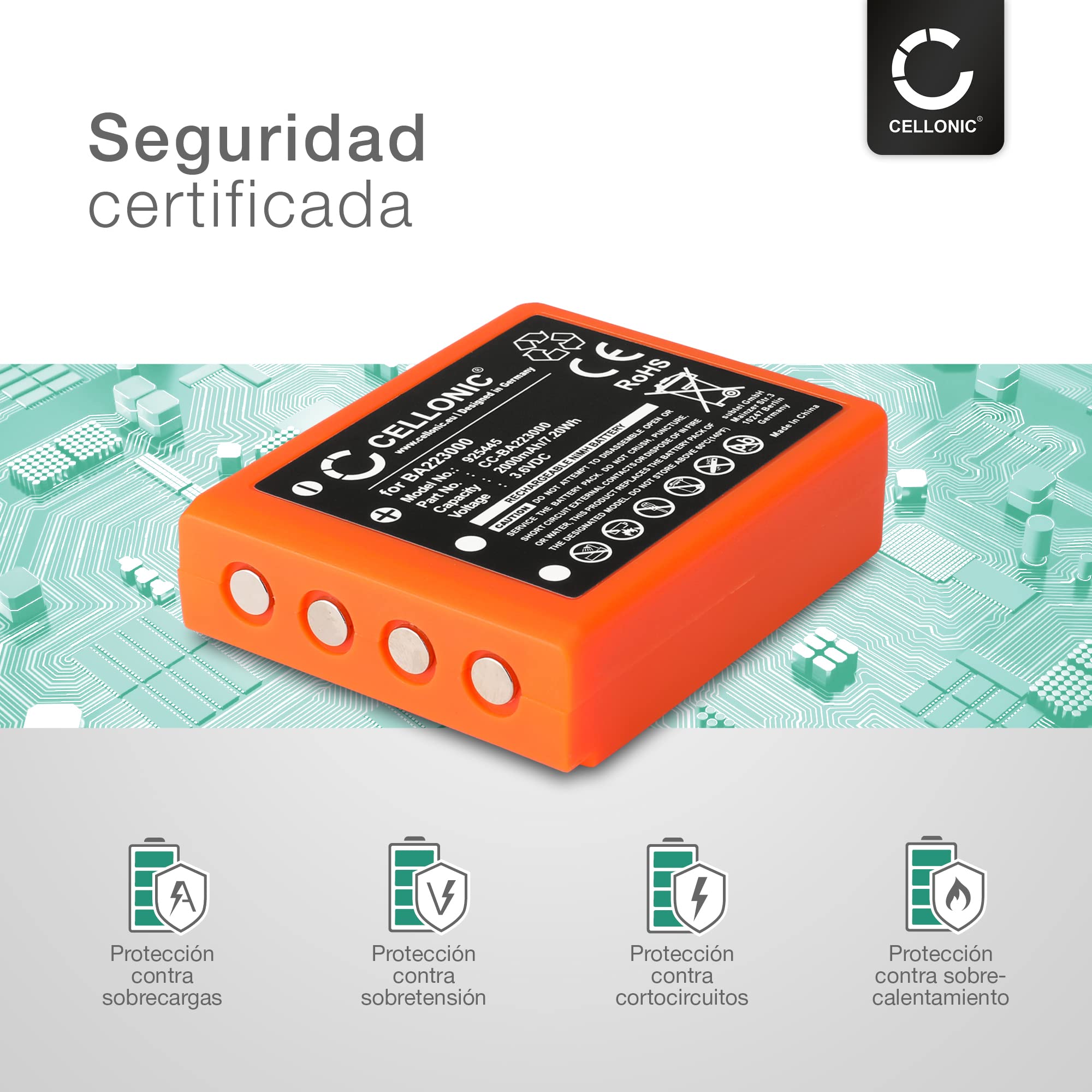CELLONIC 2X Batería Compatible con HBC Radiomatic BA223030, BA223000 | 2x, (2000mAh-3.6V-NiMH), Control Remoto Batería, para HBC Radiomatic Quadrix, Micron 6, Keynote, FUB6, Patrol D, Micron 5