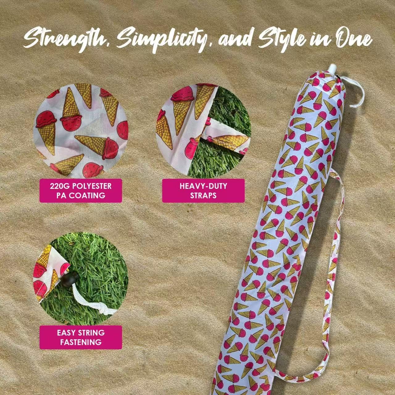 Housse De Transport Pour Parasol De Plage - Toile Oxford Imperméable, Bandoulière - 115cm - Protection Contre Sable Et Eau - 7