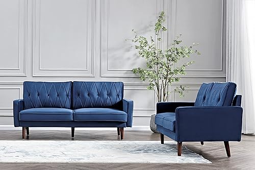 Miniatura 4 de Container Furniture Direct S5735N - Sofá de terciopelo copetudo de estilo moderno para sala de estar con tapicería de tela suave y marco de madera