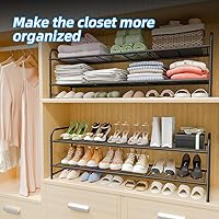 Vista 2 de 2 Tier Shoe Rack for Closet, 44 Inch Extra Long Shoe Storage Organizer for Shelves, Heavy Duty Metal, Easy Assembly, Black