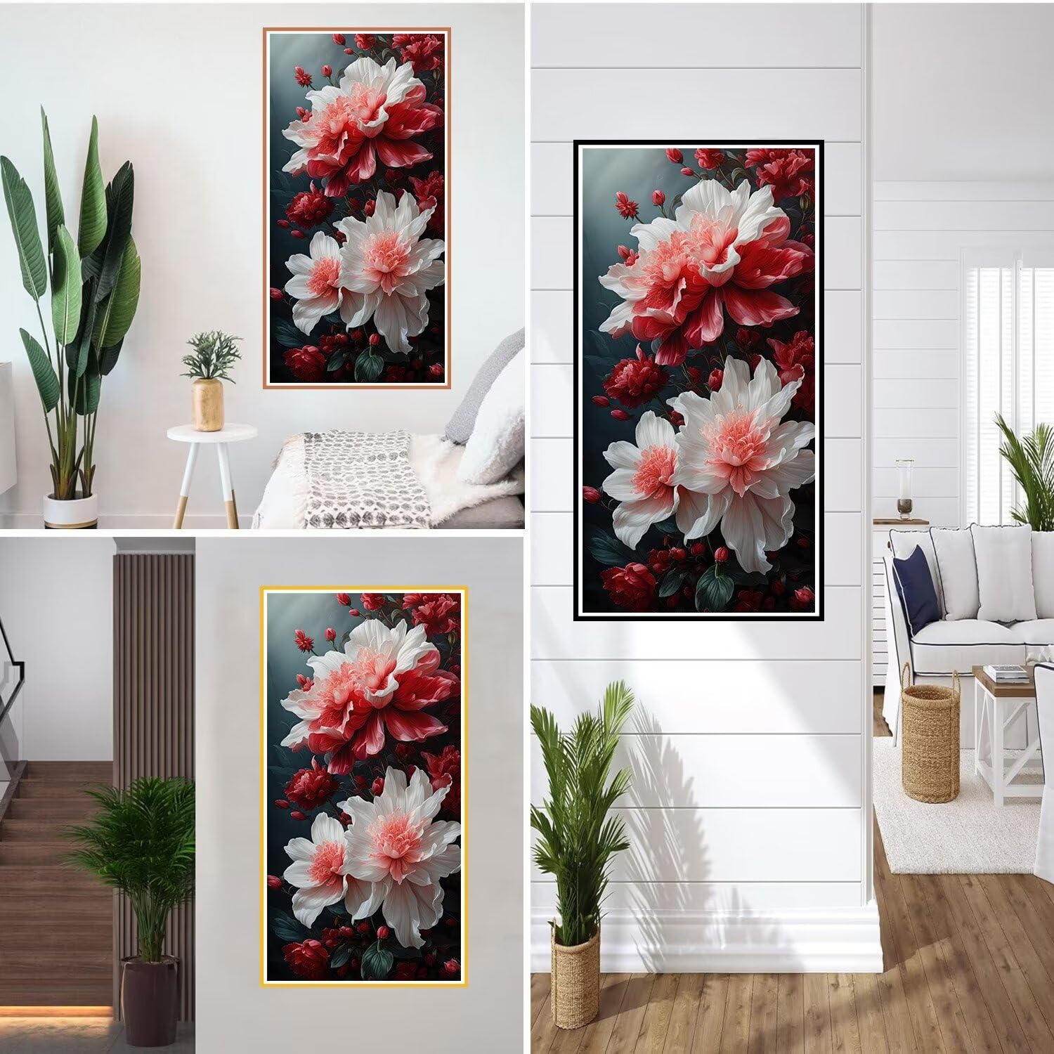 Zaafeen Zestawy do malowania diamentami dla dorosłych, fioletowe drzewo sakuras, 5D, duże diamenty, sztuka, pełne akcesoria, pełne akcesoria, pełne wiercenie, kryształ górski, haft obrazy, rękodzieło, sztuka do dekoracji ścian domu, 70 x 140 cm