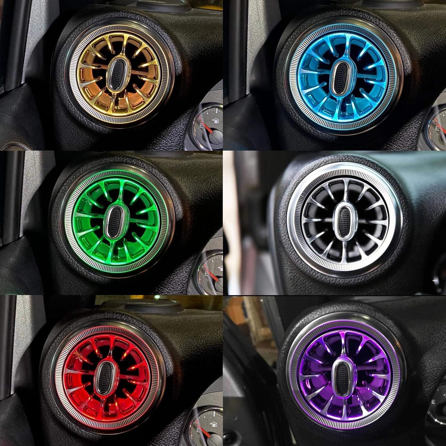 MAIKER 32 Color LED Atmosphere Light Air Vent LED Ambient Light Turbine Outlets Lamp Compatible with 2011-2017 Jeep Wrangler JK JKU-4pcs