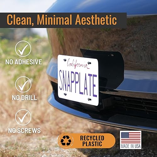 Miniatura 10 de SnapPlate + (Modelo X) Soporte para placa frontal  Fuerza optimizada, antirrobo, extraíble, altura ajustable, fabricado y patentado en Estados