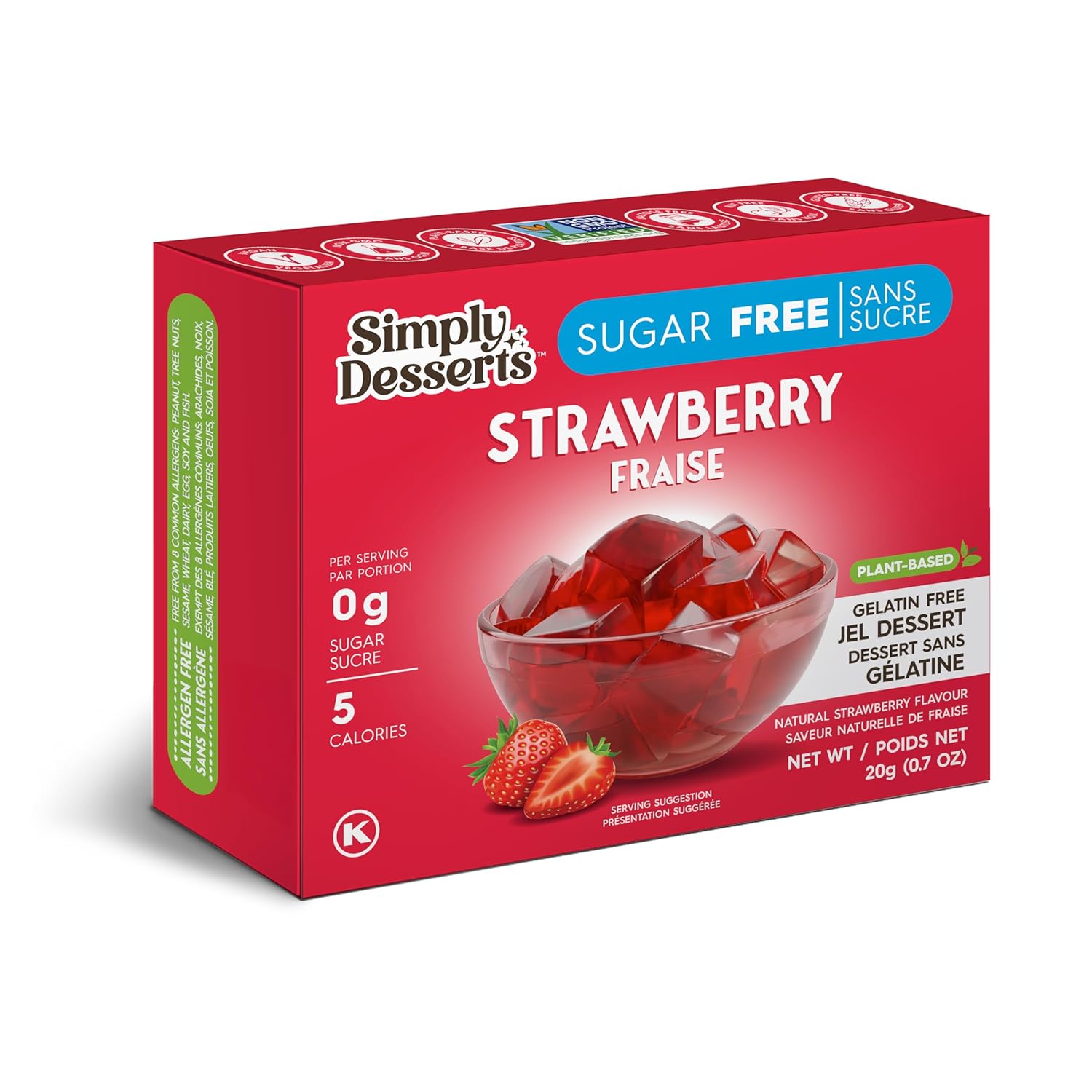 Simply Delish Jel Dessert - Sugar-Free Jelly Powder - Strawberry Jelly Flavor - 6 Pack 20 gr - Gluten Free, Keto, Halal, Vegan - Gelatin Free Jelly - Non-GMO - Fat Free and Naturally Flavored - Lactose Free
