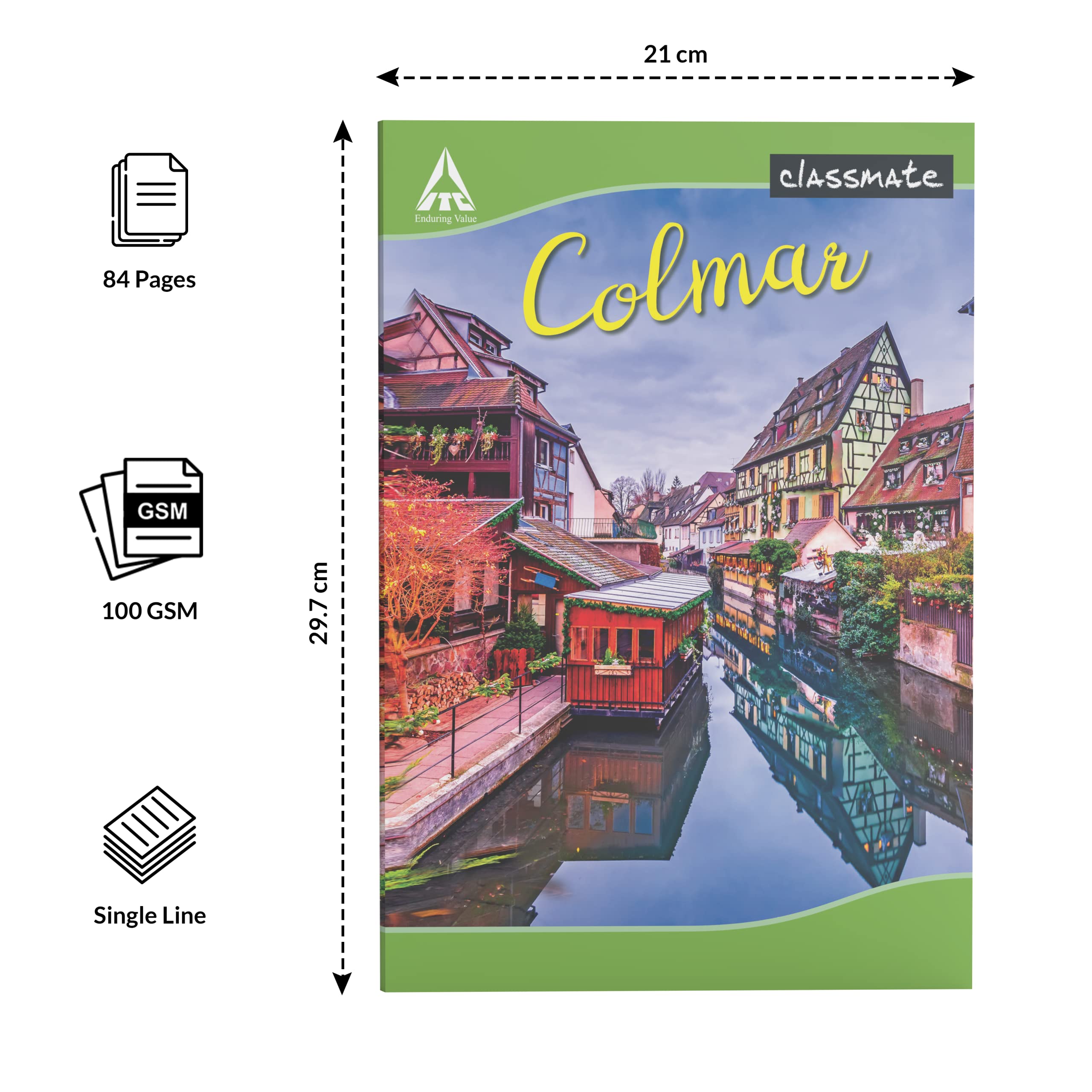 Classmate Long Book - Single Line, 80 Pages, 297 mm x 210 mm - Pack of 3 2