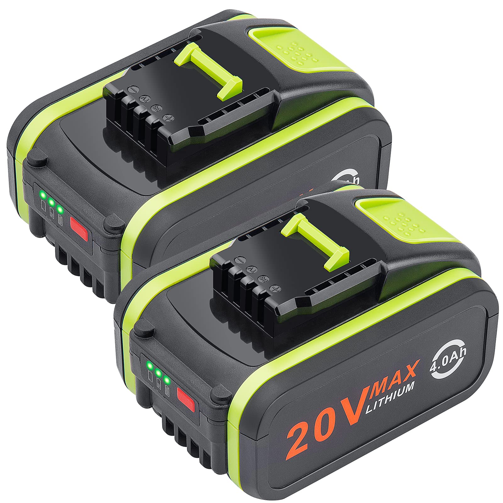 LabTEC Paquete de 2 baterías de repuesto de 20V 4000mAh/4.0Ah para Worx 20V WA3551, WA3551.1 WA3553 WA3553.2 WA3641 WG629E WG546E WU268 WX166.4 WX372.1 WX800 WX802 WX678 WX550 WX523 WU531.9 WG894E
