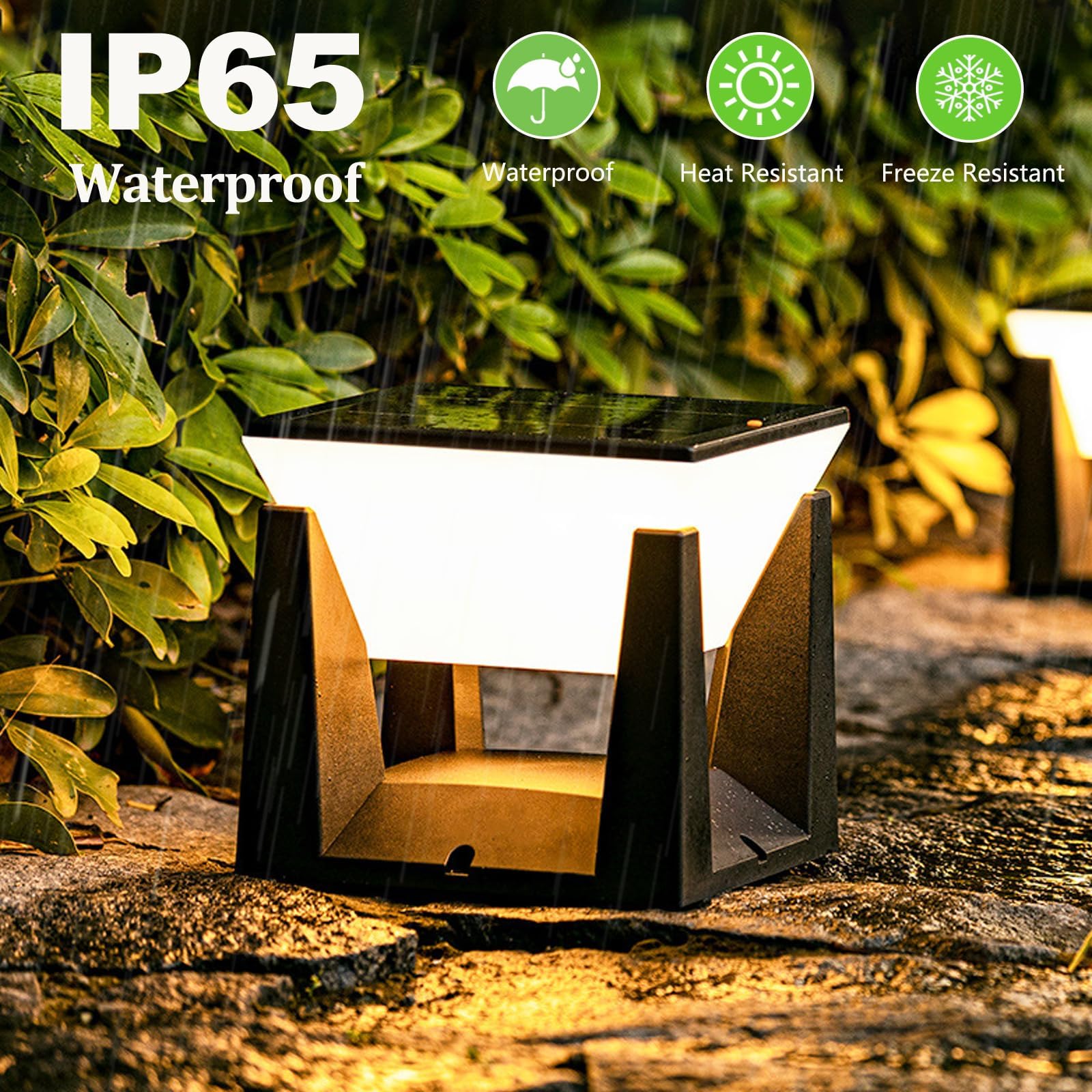 AVEKI Solar Post Lights Outdoor, 5.7"x5.9" Warm LED Fence Post Cap Light, Dimmable Pillar Solar Lights Outdoor Waterproof - Image 4