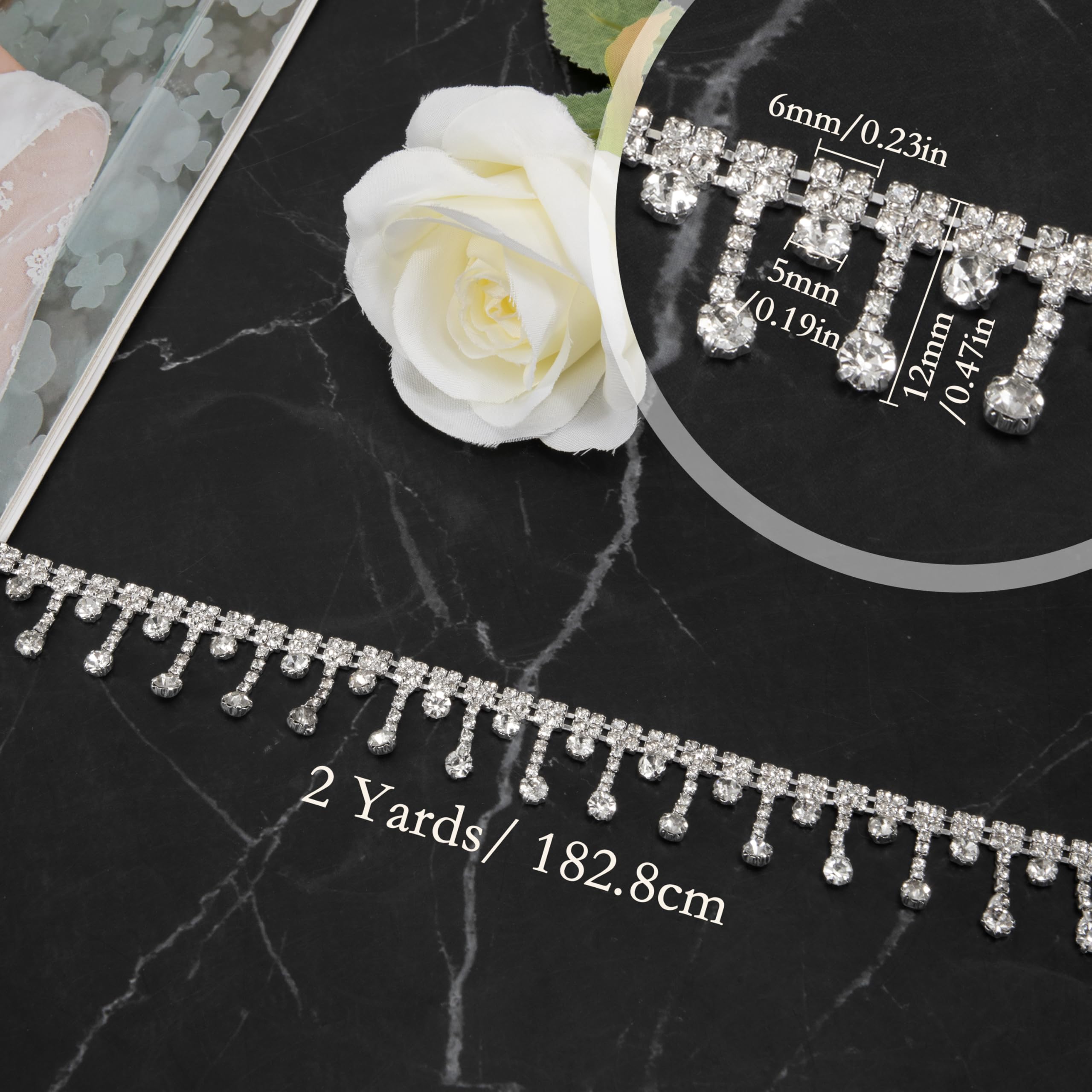 1m Strass Chaîne Corde Bordure Transparent Cristal Artisanat DIY Décoration 1m Strass Chaîne Corde Bordure Transparent Cristal Artisanat DIY Décoration
