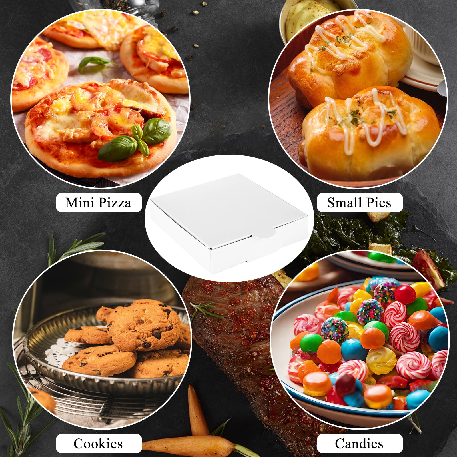 Scatole per Pizza 100 Mini 3,5x3,5 cm Quadrate Cartone Bianco