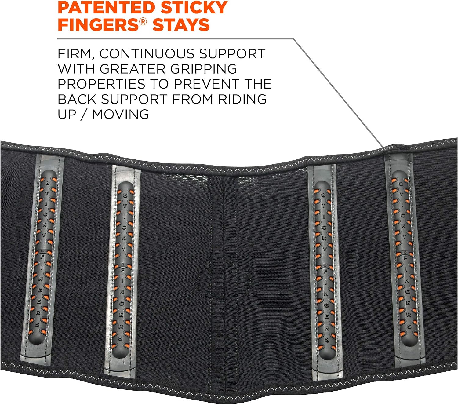Ergodyne ProFlex 2000SF Back Support Brace, 8.5" Spandex, V-Shape Design and Patented Stays for Added Support, Small , Black