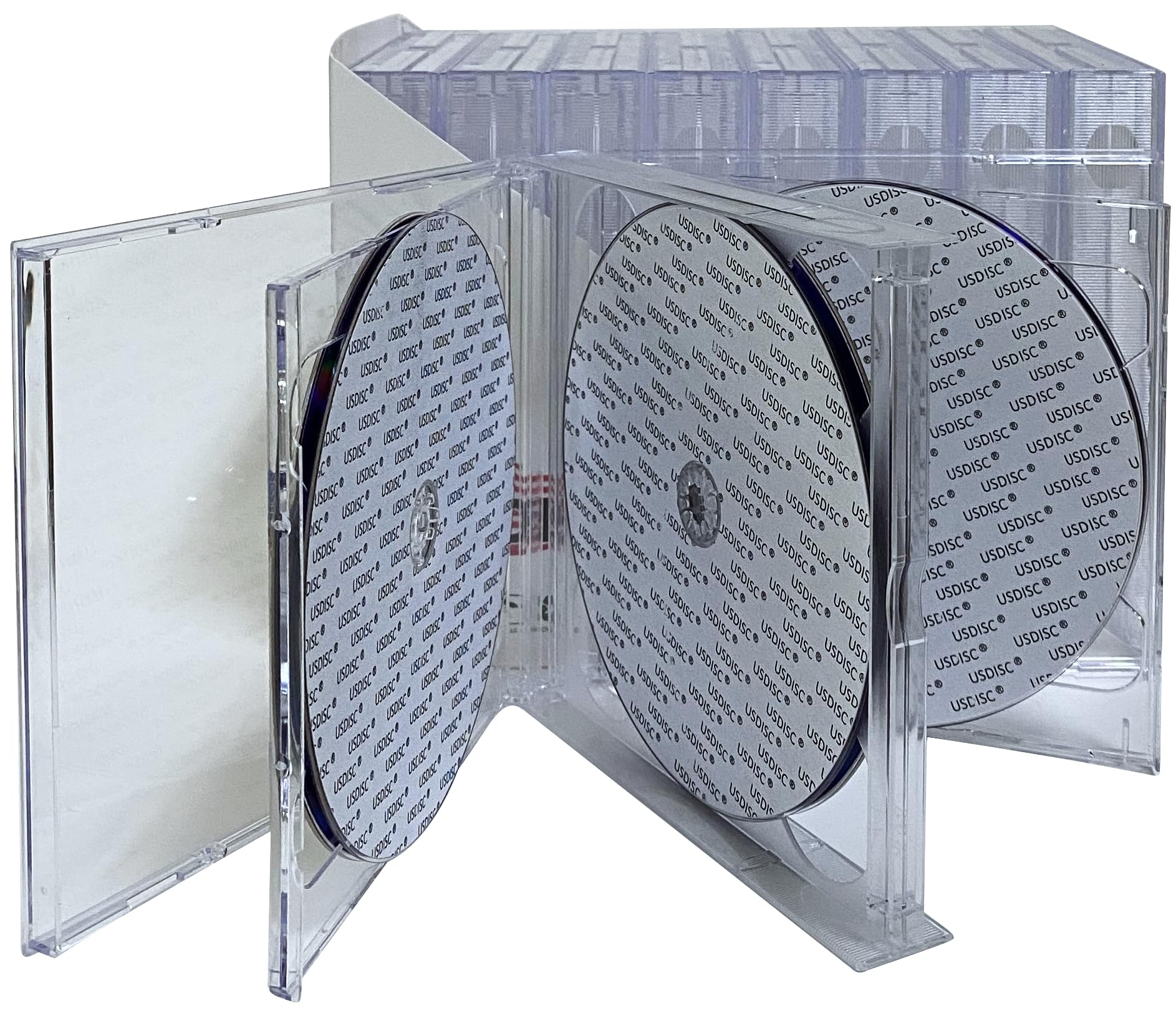 USDISC Estuche para CD Jewel Cases Chubby 24 mm, Sextuple 6 Disc, transparente, paquete de 25