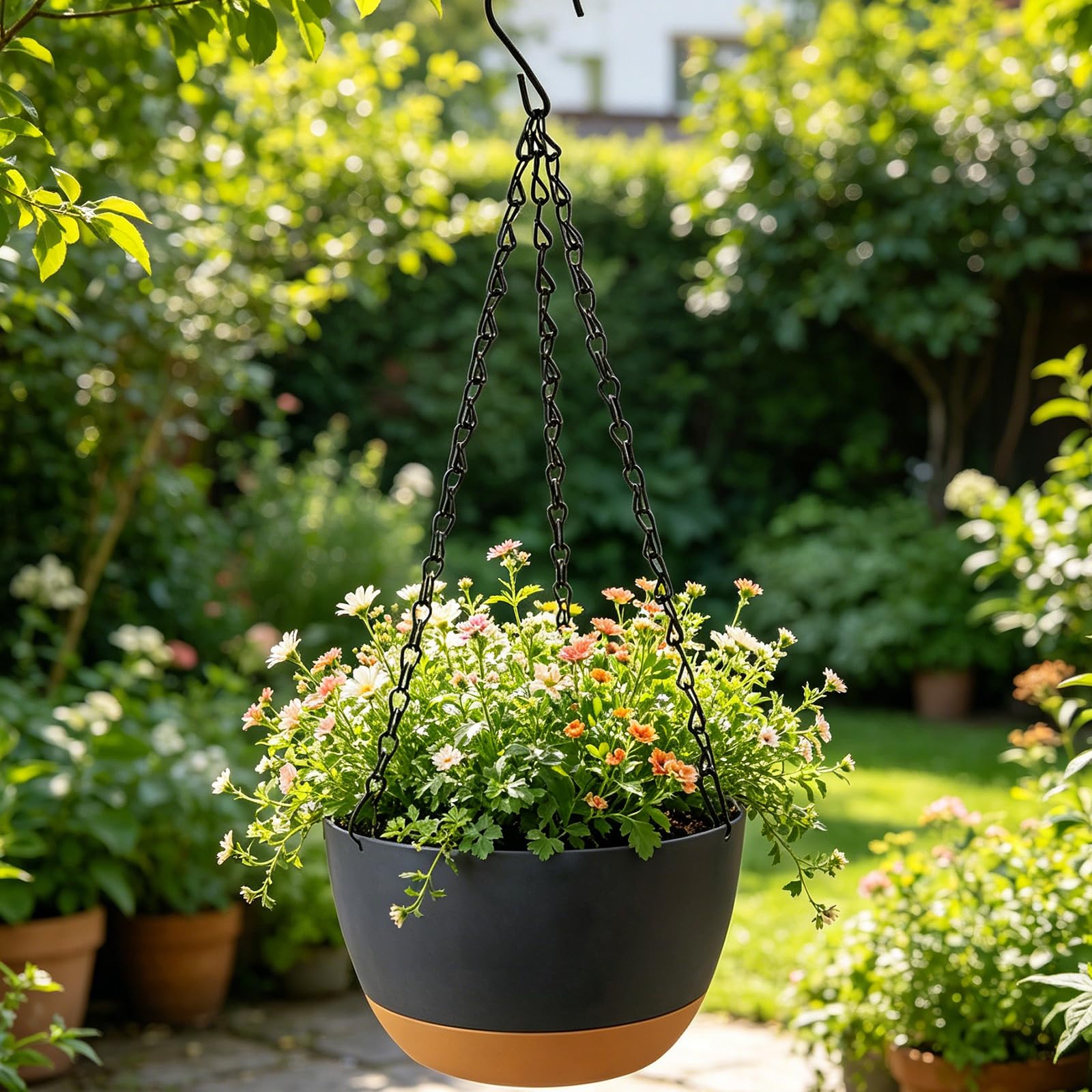 Pot de fleurs suspendu en résine, 4 pièces, pour usage intérieur et extérieur, pour les amateurs de jardin, conteneur de jardinière suspendu pour intérieur et extérieur, jardinière résistante